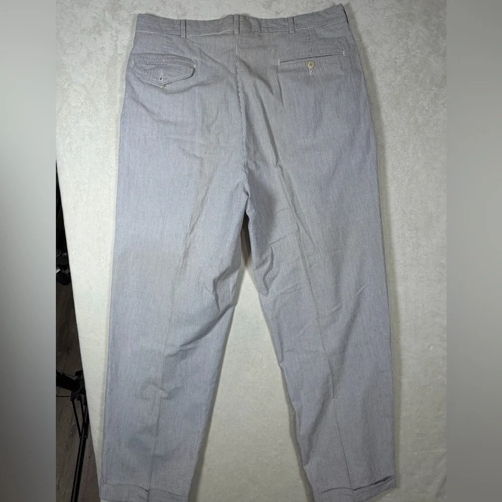 Polo Ralph Lauren 34W 29L Made in USA Cotton Seersucker Men's Gray Dress Pants